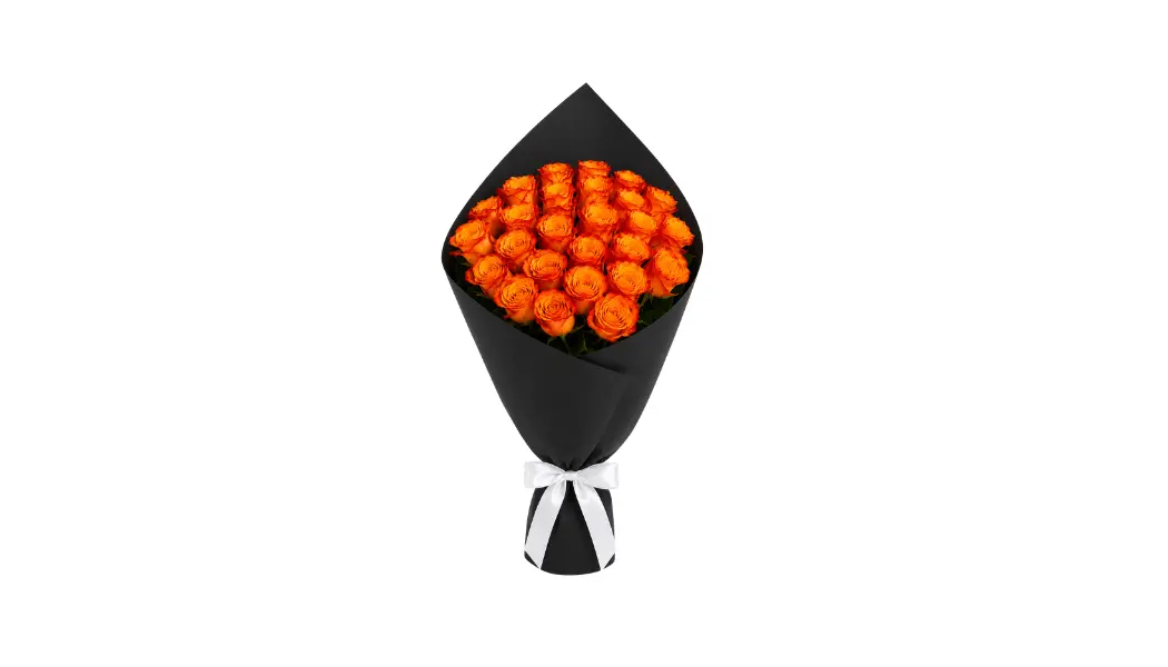 25 Orange Rose Wrapped Bouquet