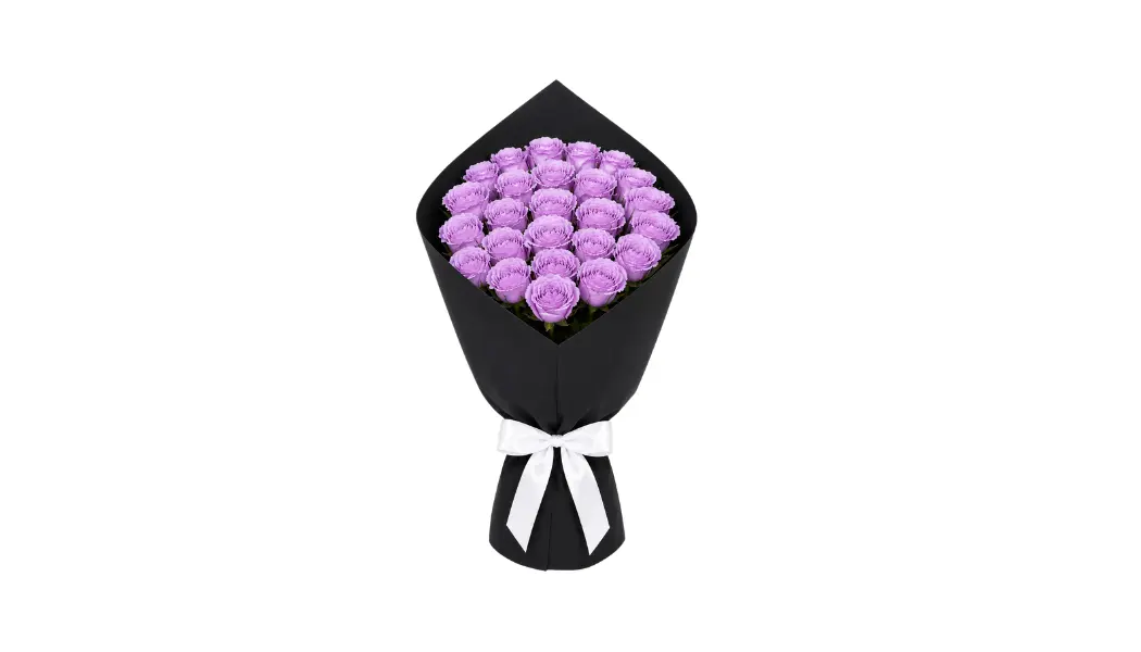 25 Purple Rose Wrapped Bouquet