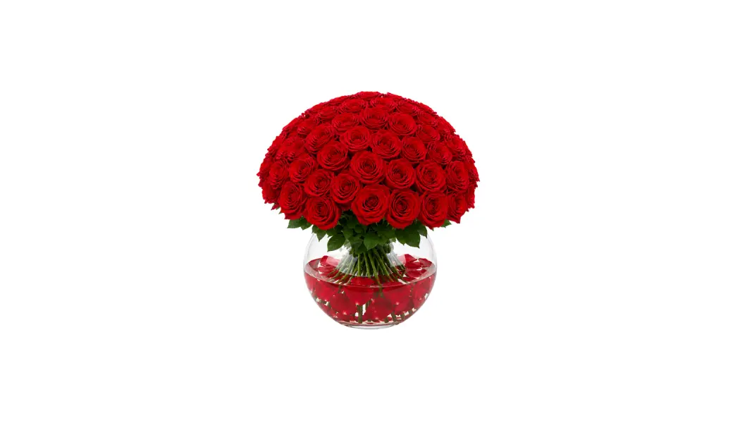 100 Red Rose Vase Arrangement